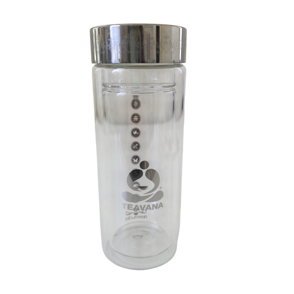 Teavana Glass Tea Tumbler Heaven of Tea Double Wall Bottle Stainless Lid
